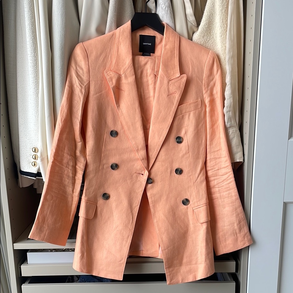 Smythe Women's Double-Breasted Peach Blazer and Short Set